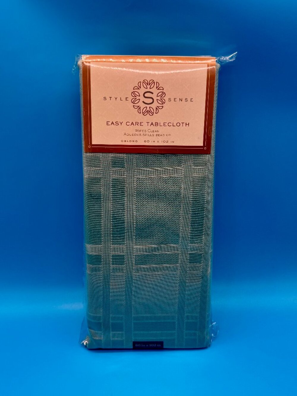 NIP Style Sense Teal Plaid Easy Care Tablecloth 60x102 Oblong 8-10 Seats